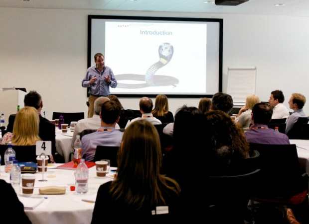 Bernie training a group in KPIs